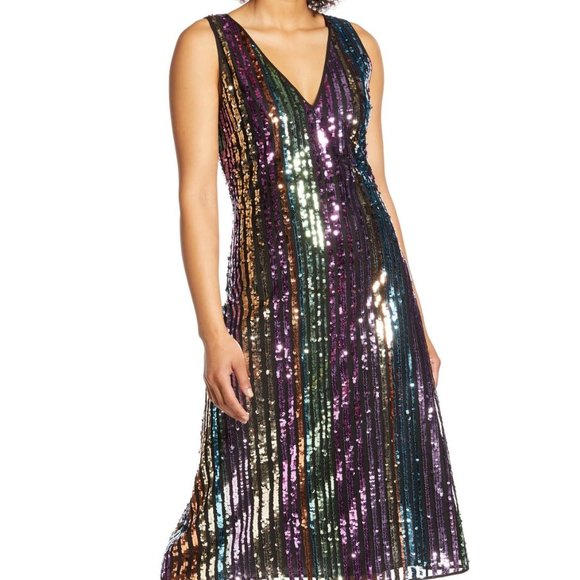 Halogen Dresses & Skirts - Halogen X Atlantic-Pacific Sequin Stripe  Dress